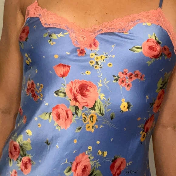 VINTAGE Victoria's Secret 90s Floral Chemise Slip Dress Y2K Lingerie Rose - Picture 10 of 13